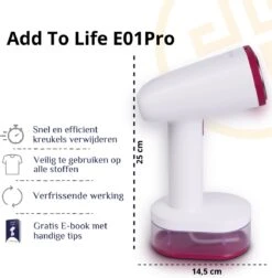Alternative view of Add To Life E01Pro Kledingstomer – Stoomapparaat Kleding - Steamer – Stomer Kleding - Handstomer – Handstoomreiniger – Ingebouwd Reinigingssysteem - Inclusief Water Beschermende Reistas