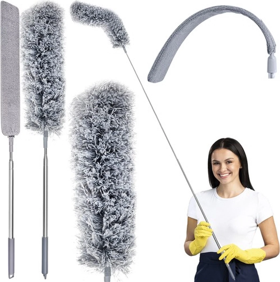 Eleganca Telescopische Plumeau Met Telescoopsteel Met 2 Koppen - 84 Tot 250 Cm - Uitschuifbaar - Ragebol - Stoffer - Lichtgewicht 7 Eleganca Telescopische Plumeau Met Telescoopsteel Met 2 Koppen - 84 Tot 250 Cm - Uitschuifbaar - Ragebol - Stoffer - Lichtgewicht - Afbeelding 5