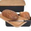 Gadgy Broodtrommel Met Bamboe Deksel – Brooddoos Met Snijplank - 36x19.5x11.5 Cm- Zwart -Dagelijkse Benodigdheden 1200x1012 4