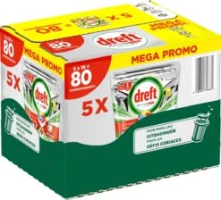 Dreft Platinum Plus All In One - Vaatwastabletten - Citroen - Voordeelverpakking 5 X 16 Stuks