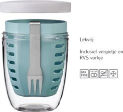 Alternative view of Mepal – Fruit-& Veggie Pot Ellipse – Fruitbox Voor Onderweg - Nordic Denim – Voorzien Van Vergietje En RVS Vorkje