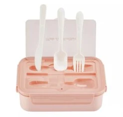 Alternative view of Consumerce® Premium Lunchbox Met 3 Vakken En Bestek Roze – Lunchbox Volwassenen – Japanse Bento Box – Lunchbox Kinderen – Lunchbox Volwassenen Compartimenten – Brooddoos Volwassenen – Broodtrommel – Lunchtrommel – Salade Lunchbox – Saladebox