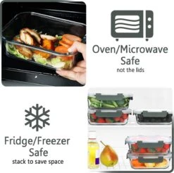 Alternative view of Glazen Meal Prep Bakjes 6 Stuks - Vershoudbakjes - Lunchbox - Diepvriesbakjes - Vershouddoos - Vershoudbakjes Set - Glazen Bakjes - Voedselcontainer - Magnetron Bakjes Met Deksel - BPA Vrij
