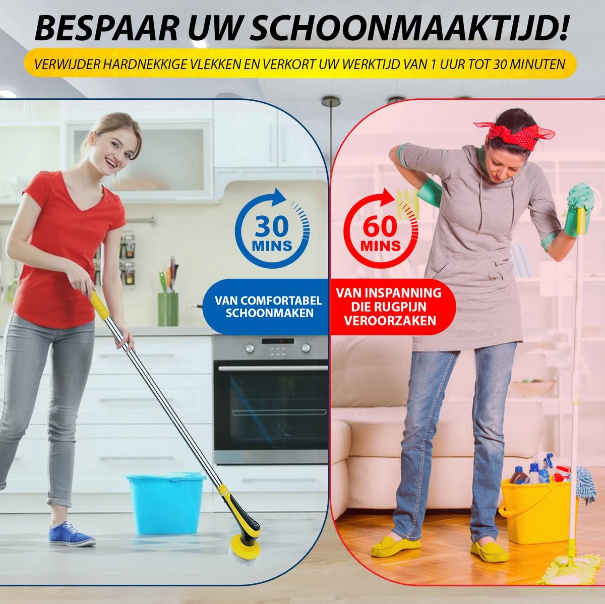 Trendosa Elektrische Schoonmaakborstel - Elektrische Schrobborstel - Poetsmachine - Handborstel - Scrubber- De Badkamer/Keuken/Auto- 10 Opzetstukken Geel 7 Trendosa Elektrische Schoonmaakborstel - Elektrische Schrobborstel - Poetsmachine - Handborstel - Scrubber- De Badkamer/Keuken/Auto- 10 Opzetstukken Geel - Afbeelding 5