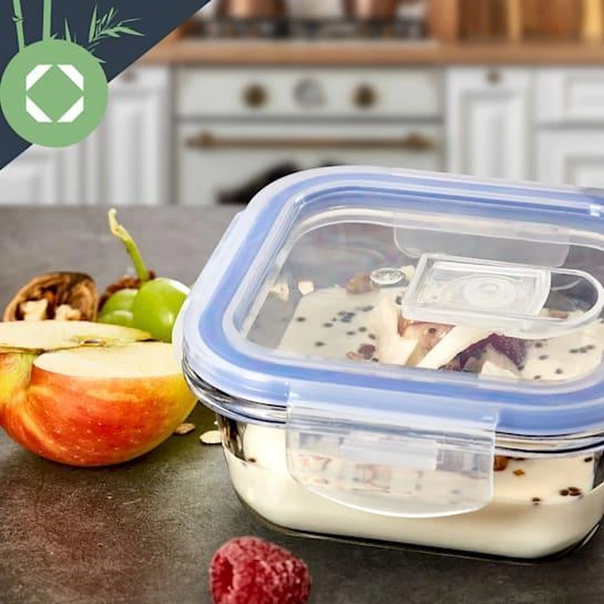 Klarstein Vierkante Glazen Box - Set Van 3 Vershoudbakjes : 800 Ml /620 Ml / 320 Ml - Met Deksel - Luchtdicht - Lekvrij 5 Klarstein Vierkante Glazen Box - Set Van 3 Vershoudbakjes : 800 Ml /620 Ml / 320 Ml - Met Deksel - Luchtdicht - Lekvrij - Afbeelding 3