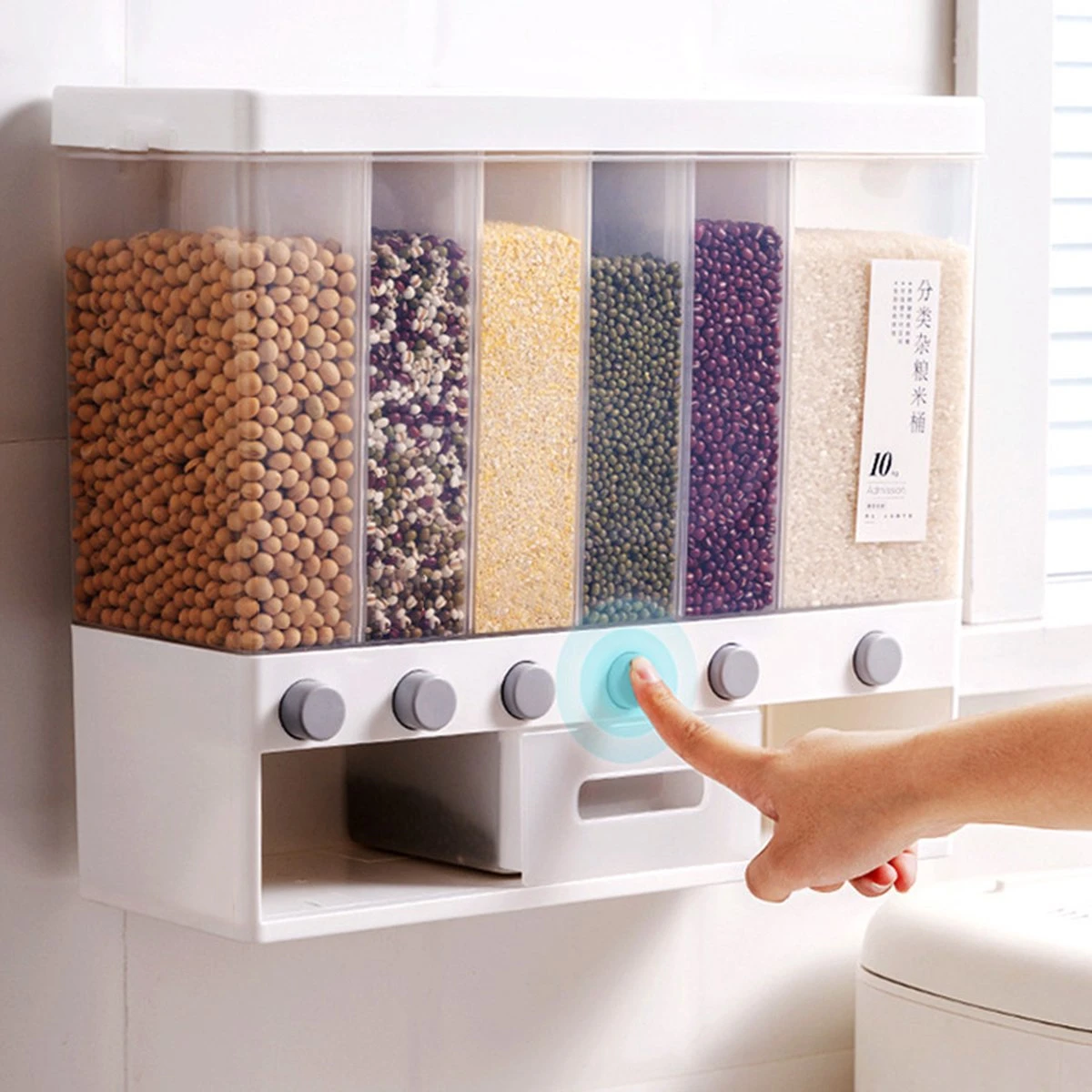 Food Dispensers - Cereal & Noten Dispensers - Rijst Dispensers - 6 Containers - Wit - 4 Food Dispensers - Cereal & Noten Dispensers - Rijst Dispensers - 6 Containers - Wit - - Afbeelding 2