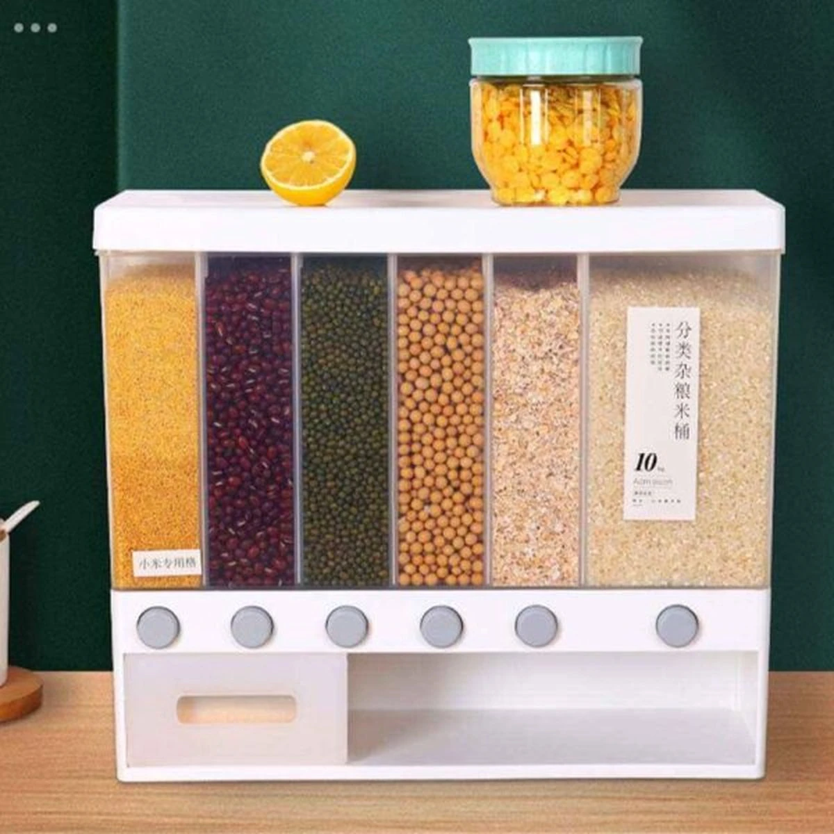 Food Dispensers - Cereal & Noten Dispensers - Rijst Dispensers - 6 Containers - Wit - 10 Food Dispensers - Cereal & Noten Dispensers - Rijst Dispensers - 6 Containers - Wit - - Afbeelding 8
