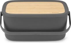 Brabantia Nic Broodtrommel - Met Bamboe Deksel - Dark Grey