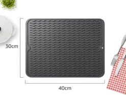 Alternative view of Merkloos Afdruipmat - Pannenonderzetter- Siliconen Mat - Zwart - 30 X 40 CM - Met Ophanggat - Hittebestendig