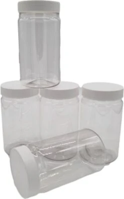 Ariko Jar | Lichtgewicht Kunststof Pot Met Schroefdeksel | 750ml | Potje Met Witte Deksel | Voorraadpot | Hervulbaar