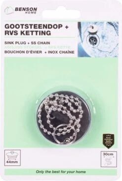 Alternative view of Benson Afvoerstop / Gootsteen Dop / Gootsteenstopper - 44 Mm - Met RVS Ketting 30 Cm